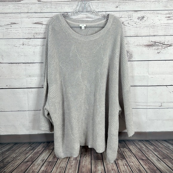 J. Jill Sweaters - J Jill Womens Sweater Plus Size 4X Blue Gray 3/4 Sleeve knit pop over round neck